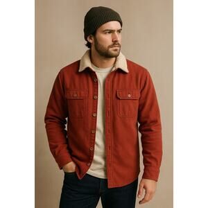 Nomad Flynn Sherpa Lined Jacket Oxblood Red Flannel Coat Men’s Small